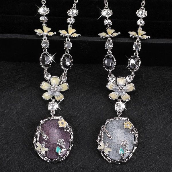 pendant necklaces crystal flower oval pendants long necklace for women fashion jewelry girl sweater chains collares wholesale, Silver
pendant necklaces crystal flower oval pendants long necklace for women fashion jewelry girl sweater chains collares wholesale, Silver