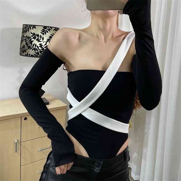 women black wrap the shoulder strap bra t-shirt long sleeve even crotch fashion spring summer 11b114 210525, White
women black wrap the shoulder strap bra t-shirt long sleeve even crotch fashion spring summer 11b114 210525, White