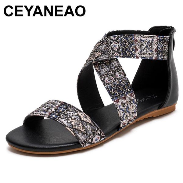 ceyaneao women sandals flat heel pu leather crystal fashion ladies beach shoes female flip flops large plus size 36-42, Black
ceyaneao women sandals flat heel pu leather crystal fashion ladies beach shoes female flip flops large plus size 36-42, Black