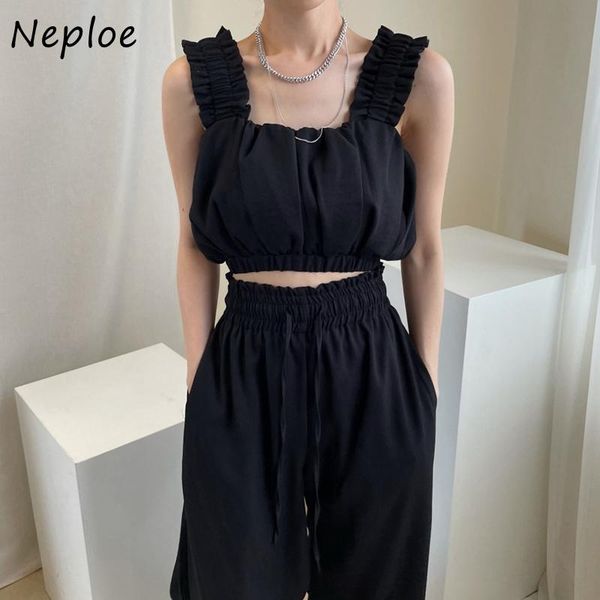 women's two piece pants neploe 2 set women korean temperament wrinkled short vest + high waist wide leg casual trousers two-piece, White
women's two piece pants neploe 2 set women korean temperament wrinkled short vest + high waist wide leg casual trousers two-piece, White