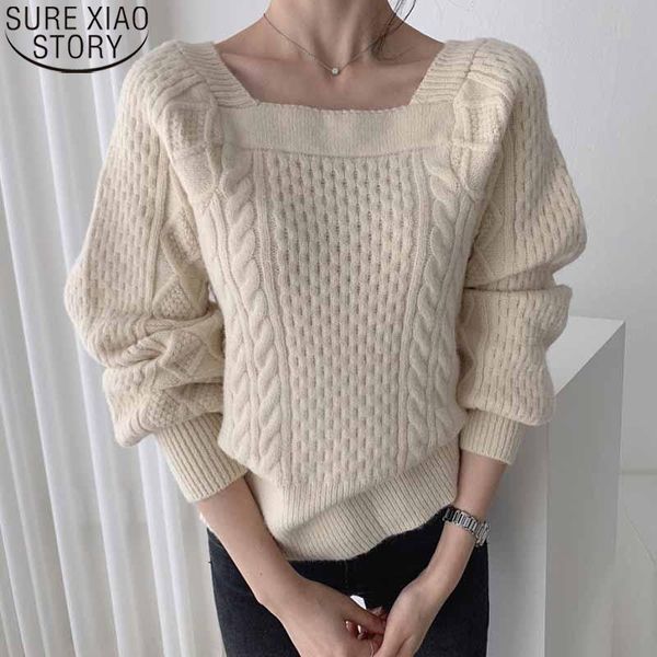 women's sweaters fashion twist sweater pullover sweet square collar women 2021 winter clothes elegant solid loose knitted 11121, White;black
women's sweaters fashion twist sweater pullover sweet square collar women 2021 winter clothes elegant solid loose knitted 11121, White;black