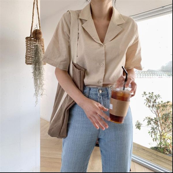 hzirip 2021 casual fresh short sleeved vintage woman fashion all match summer brief sweet solid single breasted shirt, White
hzirip 2021 casual fresh short sleeved vintage woman fashion all match summer brief sweet solid single breasted shirt, White
