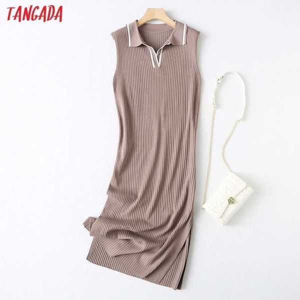 tangada summer french fashion women elegant knit dress sleeveless turn down collar ladies midi dress yu14 210609, Black;gray
tangada summer french fashion women elegant knit dress sleeveless turn down collar ladies midi dress yu14 210609, Black;gray