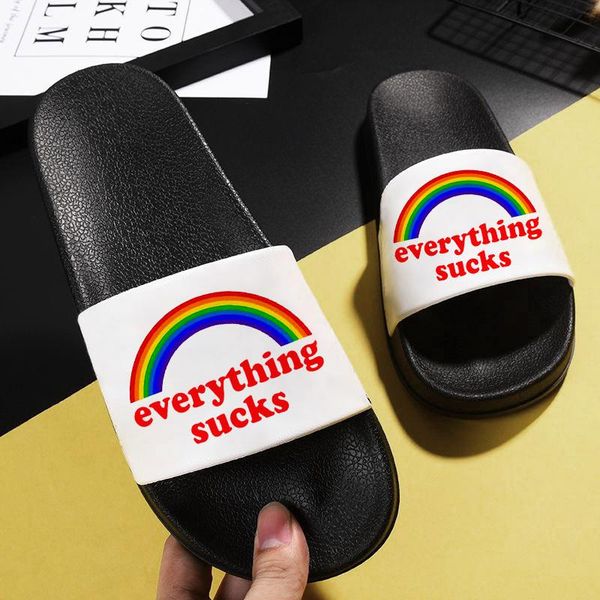 slippers 2021 summer fashion flip flops women rainbow funny words print outdoor indoor home non-slip slides kawaii, Black
slippers 2021 summer fashion flip flops women rainbow funny words print outdoor indoor home non-slip slides kawaii, Black
