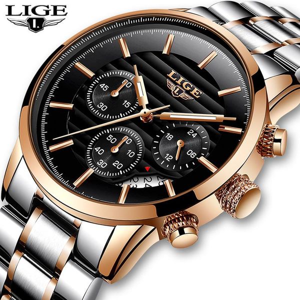 wristwatches lige military watch men quartz analog watches stainless steel time date clock famous 2021, Slivery;brown
wristwatches lige military watch men quartz analog watches stainless steel time date clock famous 2021, Slivery;brown