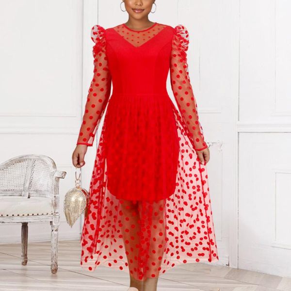 casual dresses women dress mesh patchwork polka dot high waist pleated party long sleeve see through celebrate event prom occasion robe, Black;gray
casual dresses women dress mesh patchwork polka dot high waist pleated party long sleeve see through celebrate event prom occasion robe, Black;gray