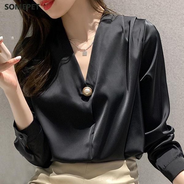 women's blouses & shirts long sleeve v-neck office lady blouse women blusas mujer de moda 2021 chiffon blusa, White
women's blouses & shirts long sleeve v-neck office lady blouse women blusas mujer de moda 2021 chiffon blusa, White