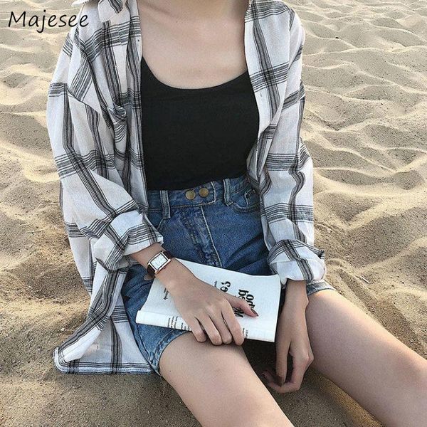 women's blouses & shirts women classic plaid various color sweet all-match casual simple student korean style chic soft harajuku vintag, White
women's blouses & shirts women classic plaid various color sweet all-match casual simple student korean style chic soft harajuku vintag, White