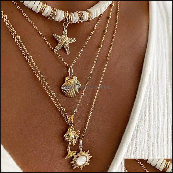 pendant necklaces & pendants jewelry s1741 fashion mti-layer necklace polymer clay metal starfish shell coconut drop delivery 2021 guvhx, Silver
pendant necklaces & pendants jewelry s1741 fashion mti-layer necklace polymer clay metal starfish shell coconut drop delivery 2021 guvhx, Silver