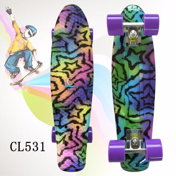 22" shining color mixed skate cruiser board plastic retro style banana skateboard light mini longboard with good quality
22" shining color mixed skate cruiser board plastic retro style banana skateboard light mini longboard with good quality