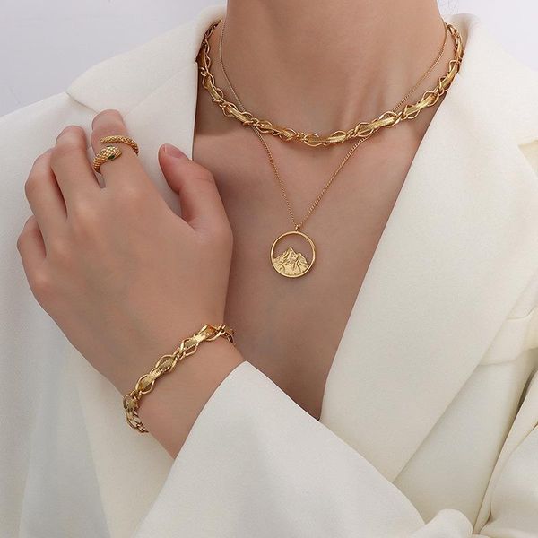earrings & necklace yaonuan hipster gold-plated jewelry set for women hollow mountains pendant multi-chain necklace/bracelet party accessori, Silver
earrings & necklace yaonuan hipster gold-plated jewelry set for women hollow mountains pendant multi-chain necklace/bracelet party accessori, Silver