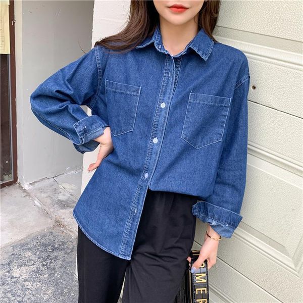 women's blouses & shirts korean style loose hong kong-style long-sleeved shirt women spring and autumn bf denim jacket plus size clothi, White
women's blouses & shirts korean style loose hong kong-style long-sleeved shirt women spring and autumn bf denim jacket plus size clothi, White