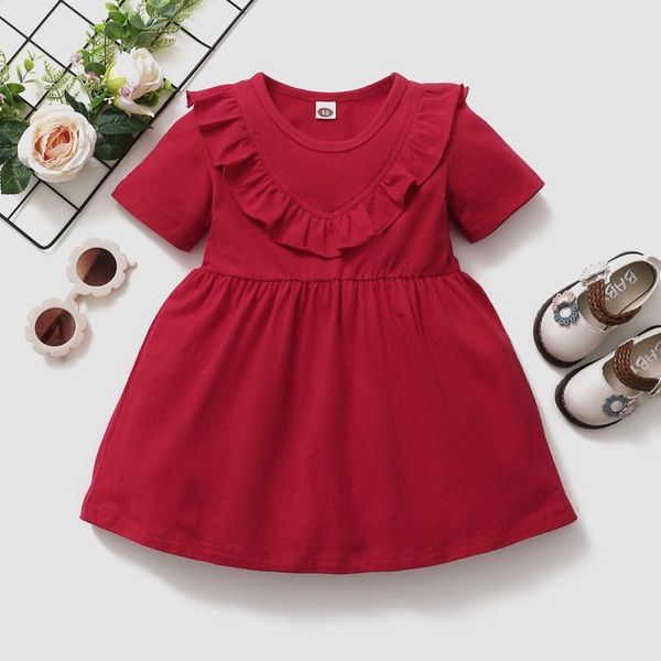 girl's dresses baby girls summer red collar temperament cute solid princess dress short sleeve clothes for infants, Red;yellow
girl's dresses baby girls summer red collar temperament cute solid princess dress short sleeve clothes for infants, Red;yellow