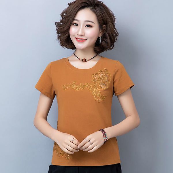 women's t-shirt shintimes diamonds vintage t shirt women 2021 summer flower mesh hollow cotton clothes short sleeve plus size tees femm, White
women's t-shirt shintimes diamonds vintage t shirt women 2021 summer flower mesh hollow cotton clothes short sleeve plus size tees femm, White
