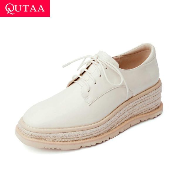 dress shoes qutaa 2021 platform lace up spring autumn ladies cow patent leather round toe women pumps wedge high heels size 34-39, Black
dress shoes qutaa 2021 platform lace up spring autumn ladies cow patent leather round toe women pumps wedge high heels size 34-39, Black