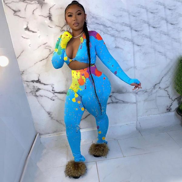 women's two piece pants tracksuit2021 -selling fashion trousers slits colorful splash ink printing 5-color two-piece suit, White
women's two piece pants tracksuit2021 -selling fashion trousers slits colorful splash ink printing 5-color two-piece suit, White
