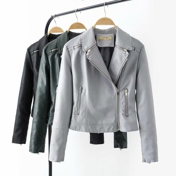 women's leather & faux 2021 spring autumn short jacket women slim long sleeved zipper coat ladies biker moto jackets outwear, Black
women's leather & faux 2021 spring autumn short jacket women slim long sleeved zipper coat ladies biker moto jackets outwear, Black