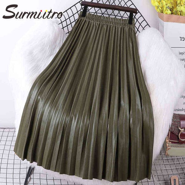surmiitro fashion autumn winter pu leather long pleated skirt women korean style high waist a line maxi skirt female 211120, Black
surmiitro fashion autumn winter pu leather long pleated skirt women korean style high waist a line maxi skirt female 211120, Black