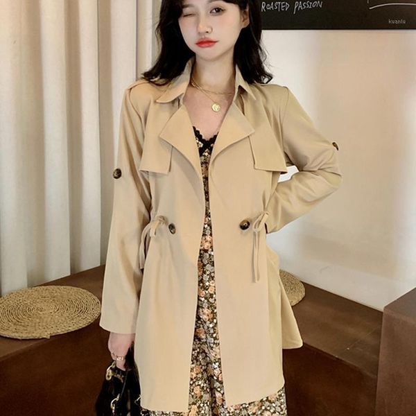 women's trench coats chic drawstring designed fall woman office lady solid all match autumn coat femme long sleeve elegant windbreaker, Tan;black
women's trench coats chic drawstring designed fall woman office lady solid all match autumn coat femme long sleeve elegant windbreaker, Tan;black