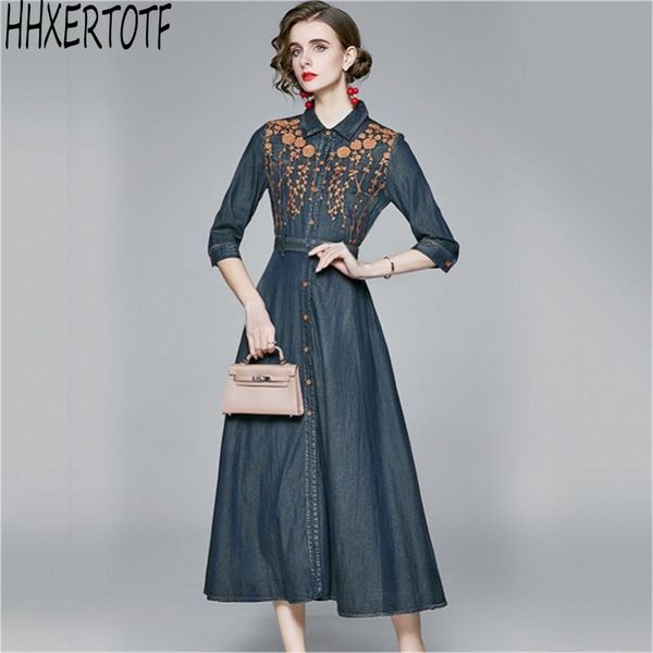 casual dresses 2021 autumn denim fashion temperament women turn down sleeve retro ethnic style embroidered dress, Black;gray
casual dresses 2021 autumn denim fashion temperament women turn down sleeve retro ethnic style embroidered dress, Black;gray