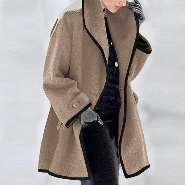 women's wool & blends 2021 women winter hooded blend coat retro single button solid long cardigan jackets autumn sleeve pocket outwear, Black
women's wool & blends 2021 women winter hooded blend coat retro single button solid long cardigan jackets autumn sleeve pocket outwear, Black