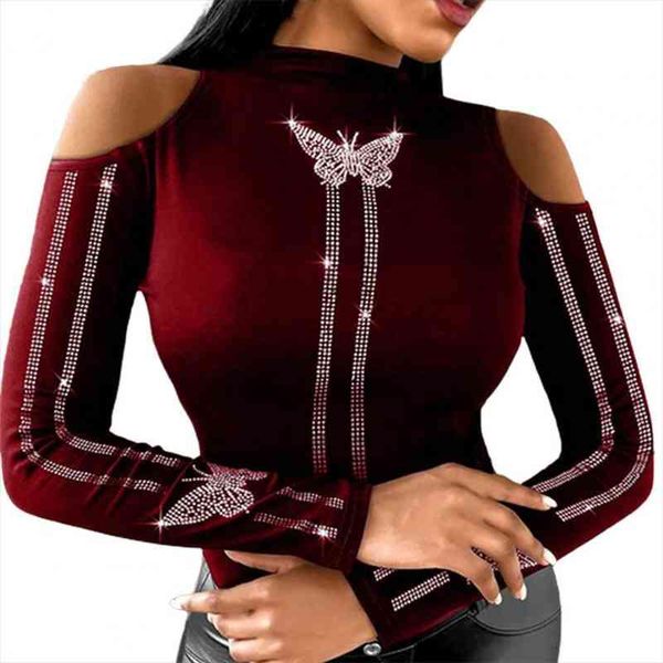 plus size women blouse cold shoulder long sleeve cotton blend studded butterfly shirts for spring autumn womens apparel, White
plus size women blouse cold shoulder long sleeve cotton blend studded butterfly shirts for spring autumn womens apparel, White