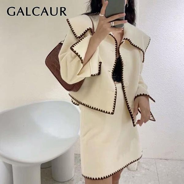 two piece dress galcaur hit color print suits for women lapel collar flare long sleeve coat high waist mini skirt sweet style sets fashion, White
two piece dress galcaur hit color print suits for women lapel collar flare long sleeve coat high waist mini skirt sweet style sets fashion, White