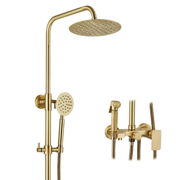 bathroom shower sets brushed gold bath and mixers 8" rainfall faucet set wall mounted with hand brass rain tap
bathroom shower sets brushed gold bath and mixers 8" rainfall faucet set wall mounted with hand brass rain tap