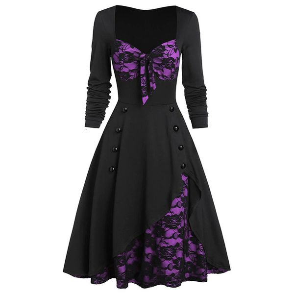 spring autumn retro lace stitching long-sleeved fashion ladies dress european american women's clothes r3f5, Black;gray
spring autumn retro lace stitching long-sleeved fashion ladies dress european american women's clothes r3f5, Black;gray