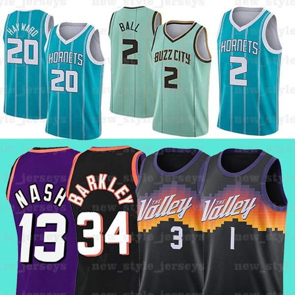 lamelo 20 gordon booker ball hayward mens7 1 devin 34 charles 13 steve barkley nash phoenix suns charlotte hornets jersey, Black;red