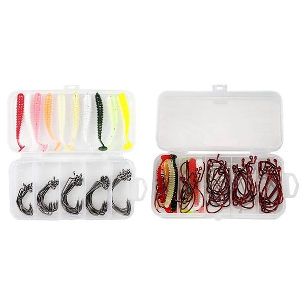 50pcs fishing hooks worm hooks & 10pcs silicone soft fishing lure tackles accessories set
50pcs fishing hooks worm hooks & 10pcs silicone soft fishing lure tackles accessories set