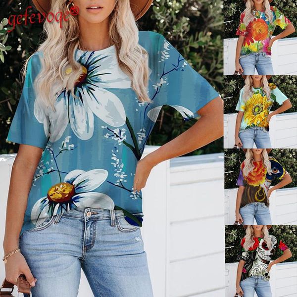 women's t-shirt summer lady casual loose round neck women flower pattern printing clothes female plus size harajuku, White
women's t-shirt summer lady casual loose round neck women flower pattern printing clothes female plus size harajuku, White