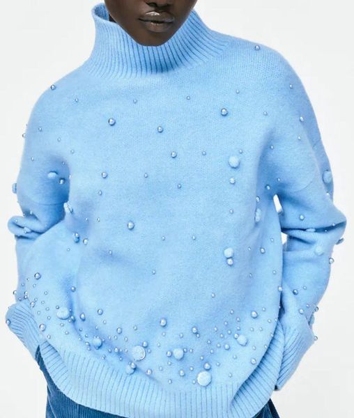 women's sweaters junwu autumn blue turtleneck elastic knit sweater pullover three-dimensional knitwear pearl ornaments chic british sty, White;black
women's sweaters junwu autumn blue turtleneck elastic knit sweater pullover three-dimensional knitwear pearl ornaments chic british sty, White;black