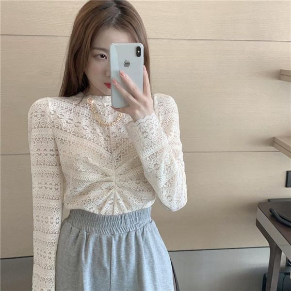 women's blouses & shirts real s 2021 autumn spring's smart chain round neck lace bottomed feeling bubble sleeves, White
women's blouses & shirts real s 2021 autumn spring's smart chain round neck lace bottomed feeling bubble sleeves, White