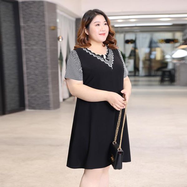 plus size dresses fake two women plaid v-neck short sleeve 2021 summer female loose casual a-line robe knee-length, Black
plus size dresses fake two women plaid v-neck short sleeve 2021 summer female loose casual a-line robe knee-length, Black
