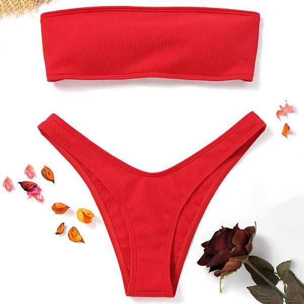 women's swimwear strapless backless padded lace-up solid color low waist women bikini set bathing beachwear biquini swimsuit, White;black
women's swimwear strapless backless padded lace-up solid color low waist women bikini set bathing beachwear biquini swimsuit, White;black