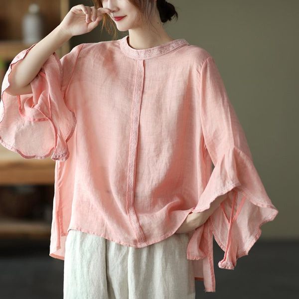 women's blouses & shirts women summer 21 mori girl style loose solid color striped nine-quarter flare sleeve female ramie fashion, White
women's blouses & shirts women summer 21 mori girl style loose solid color striped nine-quarter flare sleeve female ramie fashion, White