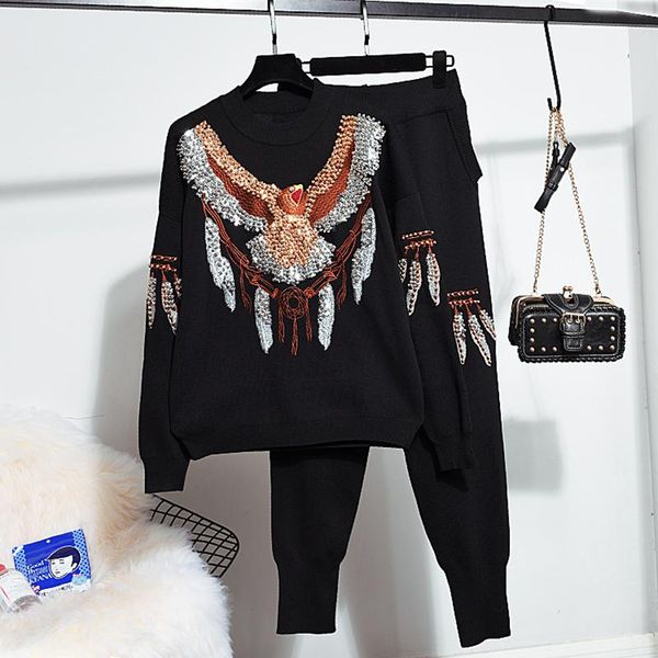 women's two piece pants fashion women knitted set beading eagle sweater + long pencil 2 loose casual knit 2pc female, White
women's two piece pants fashion women knitted set beading eagle sweater + long pencil 2 loose casual knit 2pc female, White