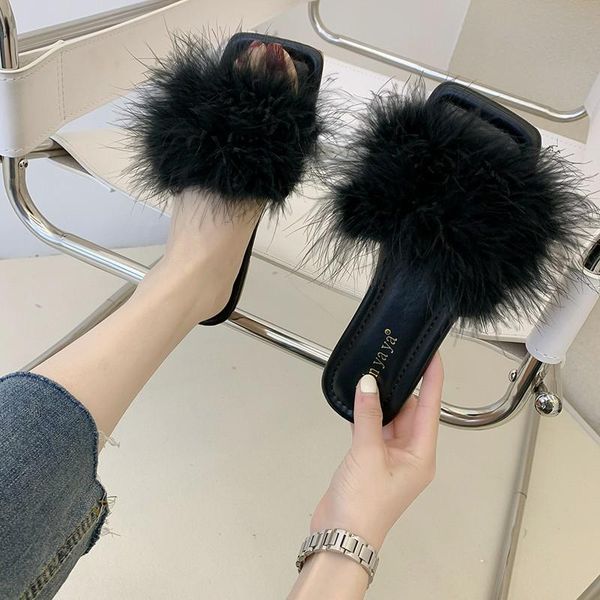 slippers 2021 summer woman pumps pvc transparent feather perspex crystal high heels shoes fur peep toe mules sandals ladies slides, Black
slippers 2021 summer woman pumps pvc transparent feather perspex crystal high heels shoes fur peep toe mules sandals ladies slides, Black