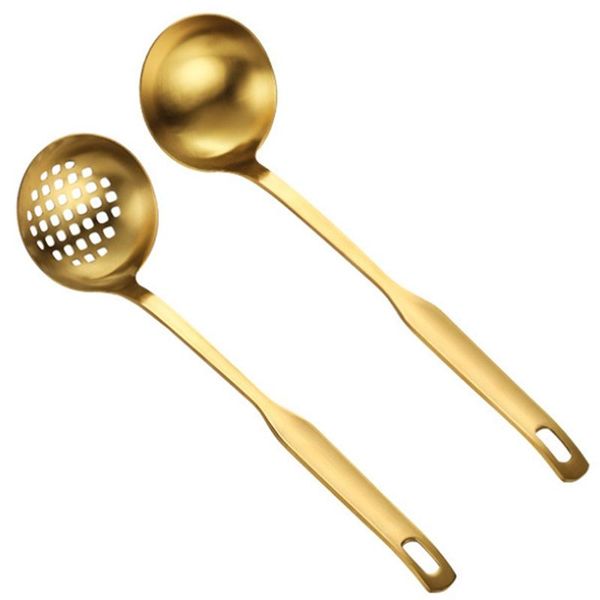 gold soup ladle colander set, long handle stainless steel kitchenware cookware serving spoon, for cooking utensil(2 pcs)
gold soup ladle colander set, long handle stainless steel kitchenware cookware serving spoon, for cooking utensil(2 pcs)
