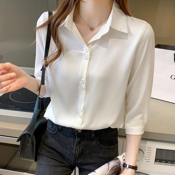women's blouses & shirts white shirt quarter sleeve 2021 summer fashion temperament satin chiffon design
women's blouses & shirts white shirt quarter sleeve 2021 summer fashion temperament satin chiffon design