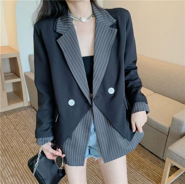 women's suits & blazers 2021 office lady patchwork clothing slim blazer female autumn style loose work wear elegant casaco feminino, White;black
women's suits & blazers 2021 office lady patchwork clothing slim blazer female autumn style loose work wear elegant casaco feminino, White;black