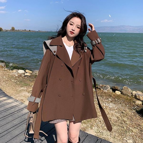 women's trench coats ladies windbreaker mid-length spring autumn fashion big size lapel cloak casual loose brown korean jacket female 9, Tan;black
women's trench coats ladies windbreaker mid-length spring autumn fashion big size lapel cloak casual loose brown korean jacket female 9, Tan;black