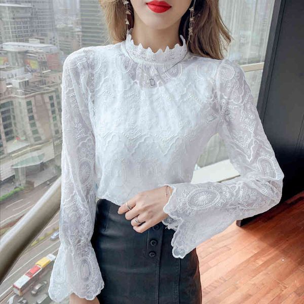 women's blouses & shirts -lace female shirt, autumn blouse long sleeve leaky, summer qeb0, White
women's blouses & shirts -lace female shirt, autumn blouse long sleeve leaky, summer qeb0, White