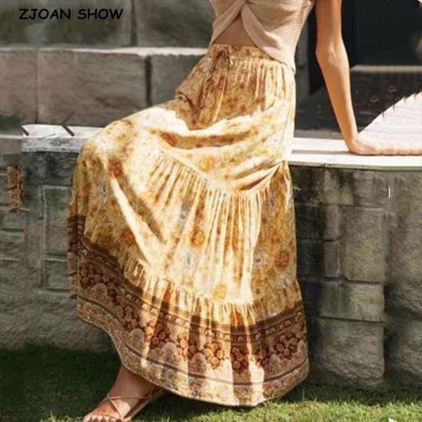 bohemia yellow floral print long womens skirts gypsy stitching pleated lacing up stream waist maxi length boho holiday, Black
bohemia yellow floral print long womens skirts gypsy stitching pleated lacing up stream waist maxi length boho holiday, Black