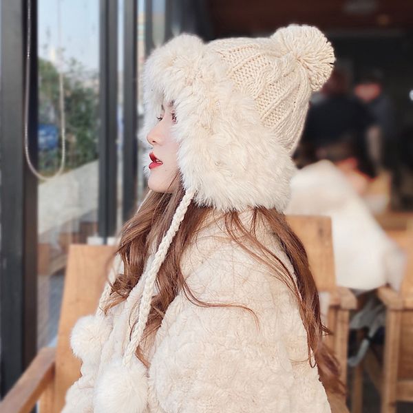 autumn and winter wool hat korean version lovely hair ball ear protection lei feng warm rabbit knitted fashion, Blue;gray
autumn and winter wool hat korean version lovely hair ball ear protection lei feng warm rabbit knitted fashion, Blue;gray