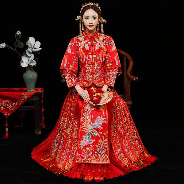 new fashion noble retro chinese women bride cheongsam dress long wedding qipao delicate embroidery phoenix cheongsam size s-xxl, Red
new fashion noble retro chinese women bride cheongsam dress long wedding qipao delicate embroidery phoenix cheongsam size s-xxl, Red