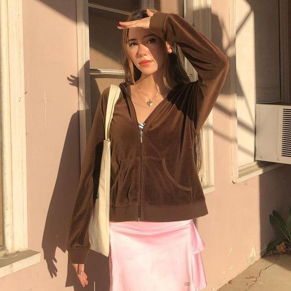 women's jackets 2021 spring autumn women coat brown retro velvet hoodies fashion zipper cardigan jacket casual loose suede sweatshirts, Black;brown
women's jackets 2021 spring autumn women coat brown retro velvet hoodies fashion zipper cardigan jacket casual loose suede sweatshirts, Black;brown