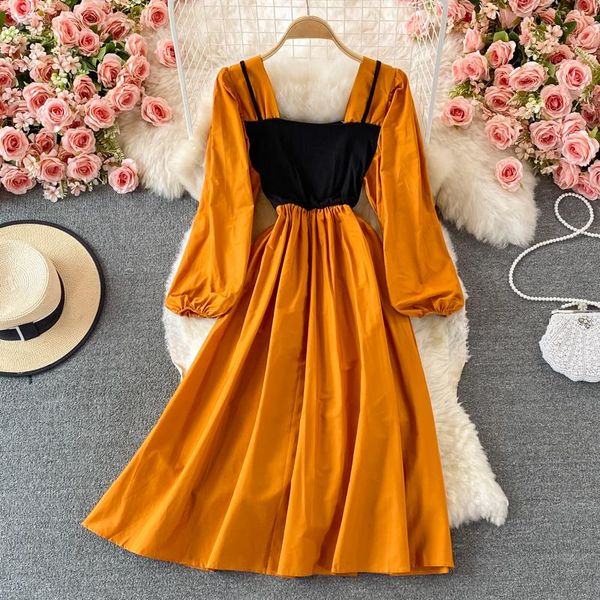 casual dresses autumn orange/blue/brown patchwork dress women elegant square collar puff long sleeve high waist a-line vestidos 2021, Black;gray
casual dresses autumn orange/blue/brown patchwork dress women elegant square collar puff long sleeve high waist a-line vestidos 2021, Black;gray
