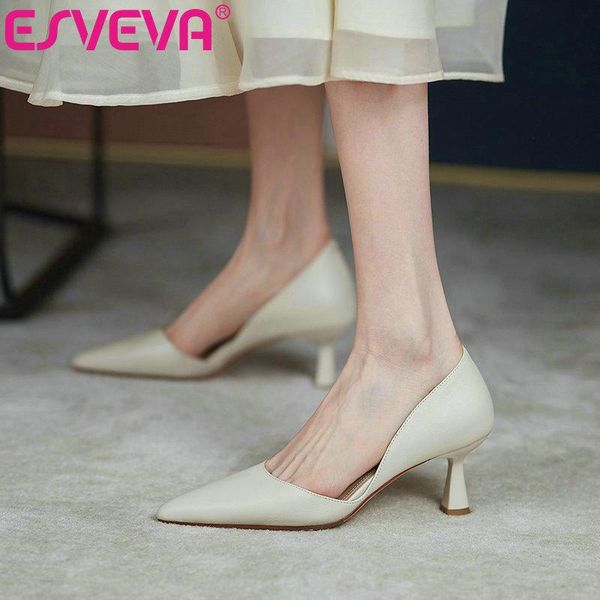 dress shoes esveva 2021 genuine leather summer pointed toe party women pumps thin high heel hollow fashion female size 34-40, Black
dress shoes esveva 2021 genuine leather summer pointed toe party women pumps thin high heel hollow fashion female size 34-40, Black